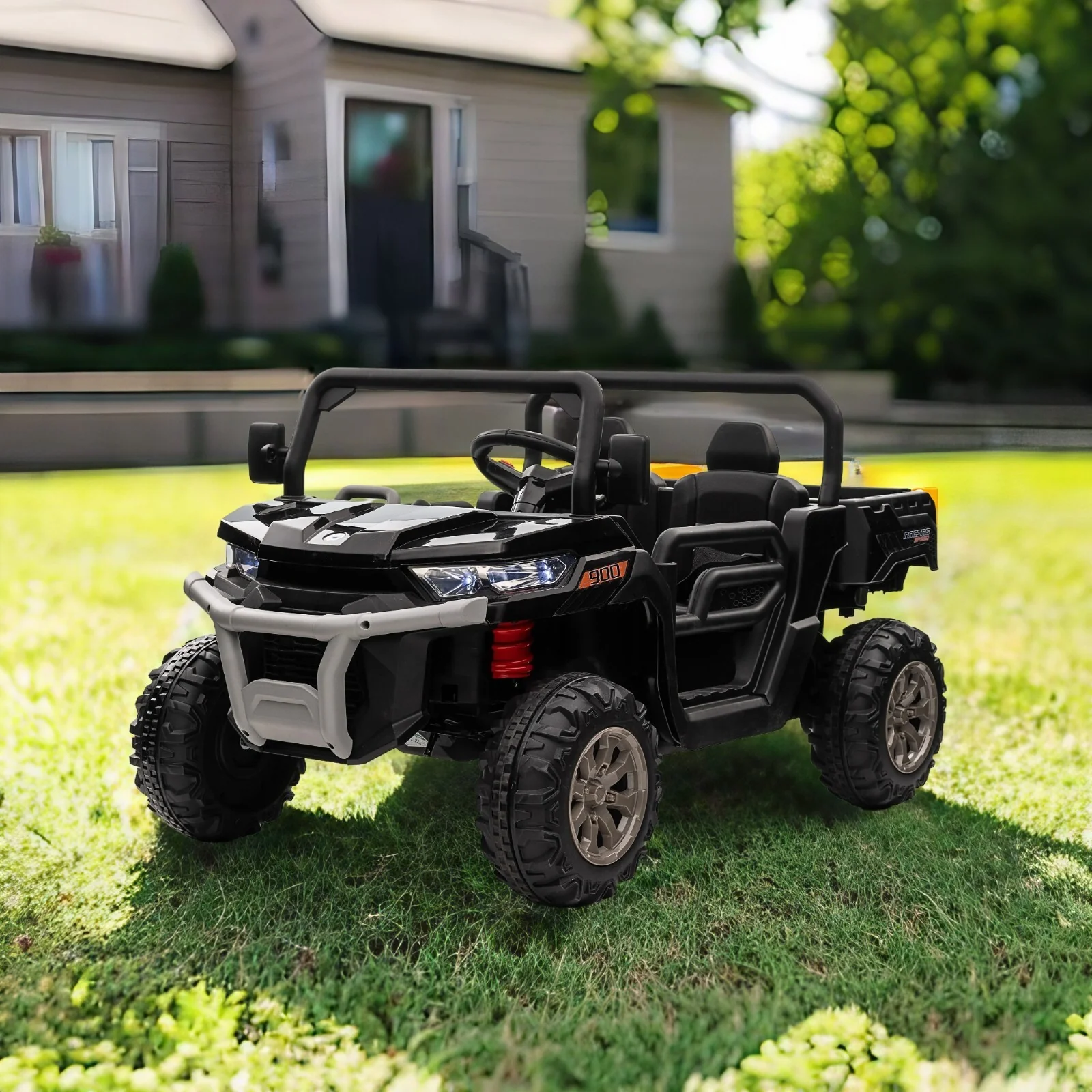 2-Seater Electric Ride-On UTV Vehicle with Remote Control and Non-Slip Black Design - Image 2