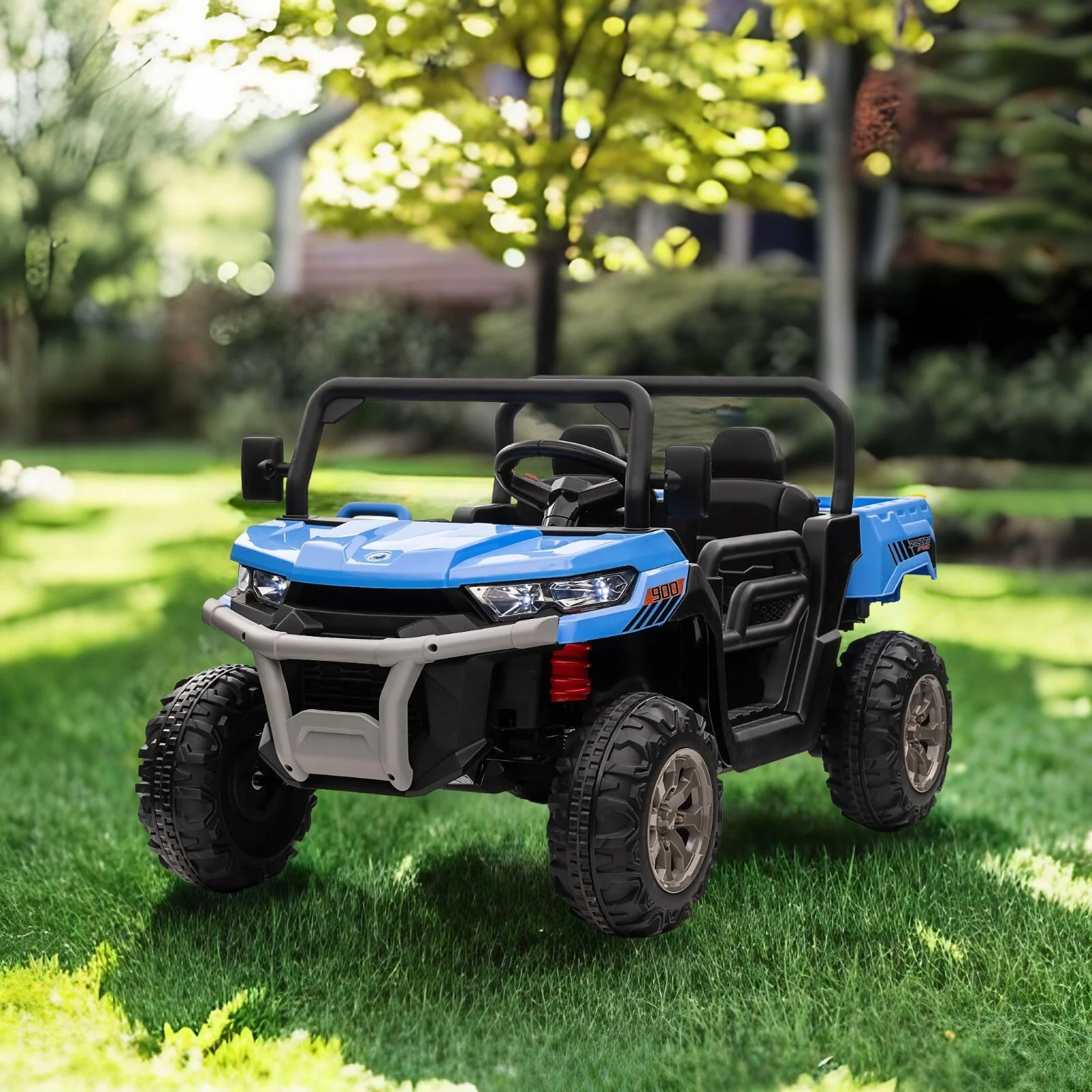 2-Seater Blue Electric Ride-On UTV with Remote Control and Non-Slip Tires - Image 2
