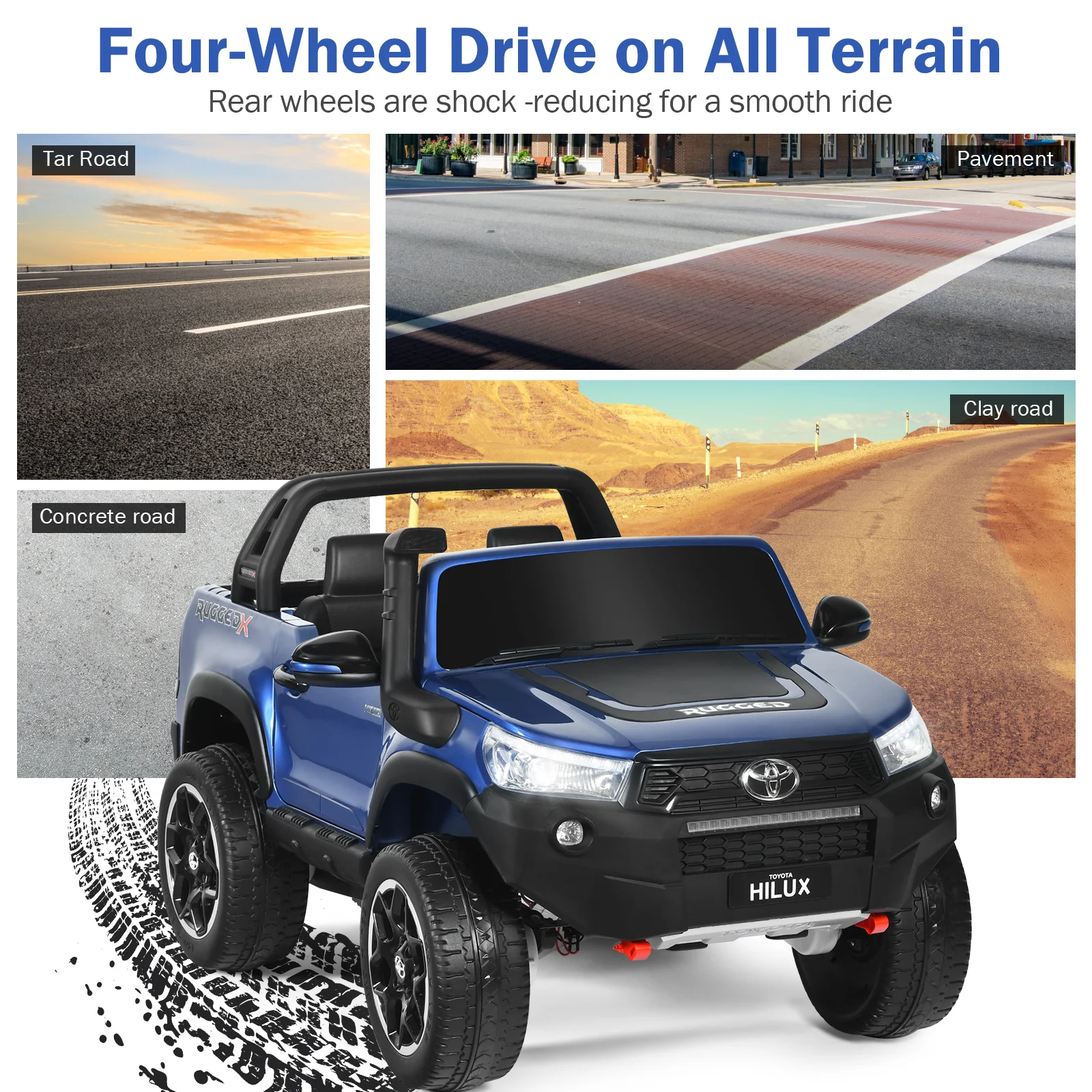 2-Seater Toyota Hilux Ride On Truck with Remote Control - 4WD, 2*12V Battery Powered - Image 19