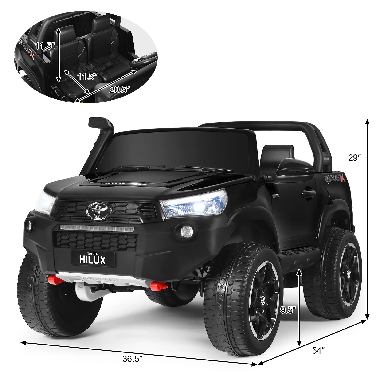 2-Seater Toyota Hilux Ride On Truck with Remote Control - 4WD, 2*12V Battery Powered - Image 9