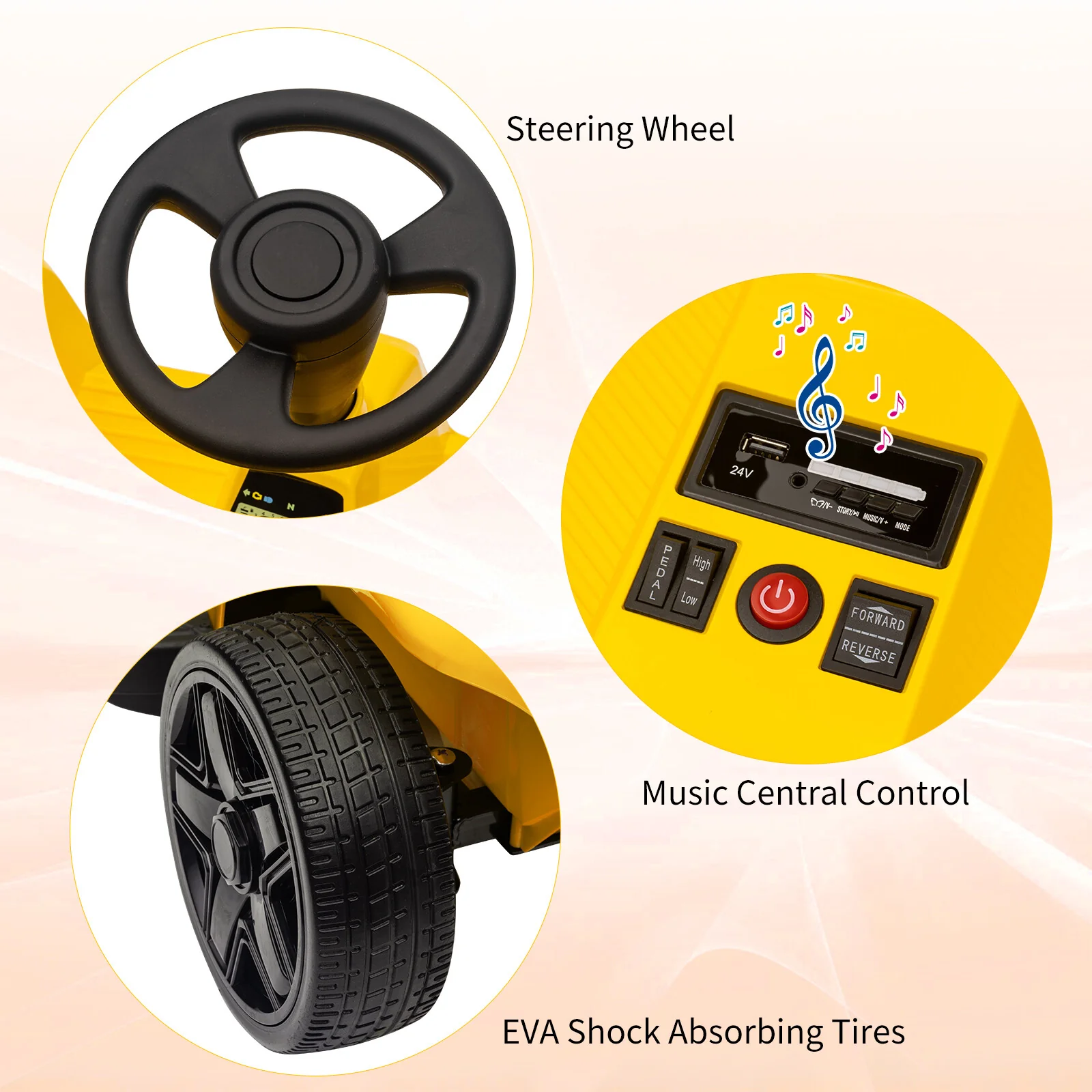 2-Seater Electric Ride-On Toy Car for Kids with 24V 120W Dual Motors and 4 Wheels - Image 10