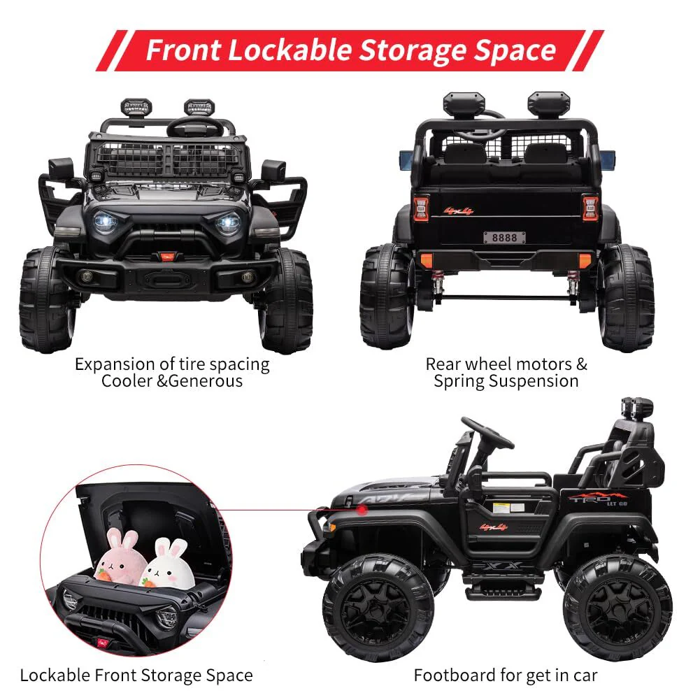 2-Seater 24V Electric Ride-On Truck with Remote Control and LED Lights - Image 4