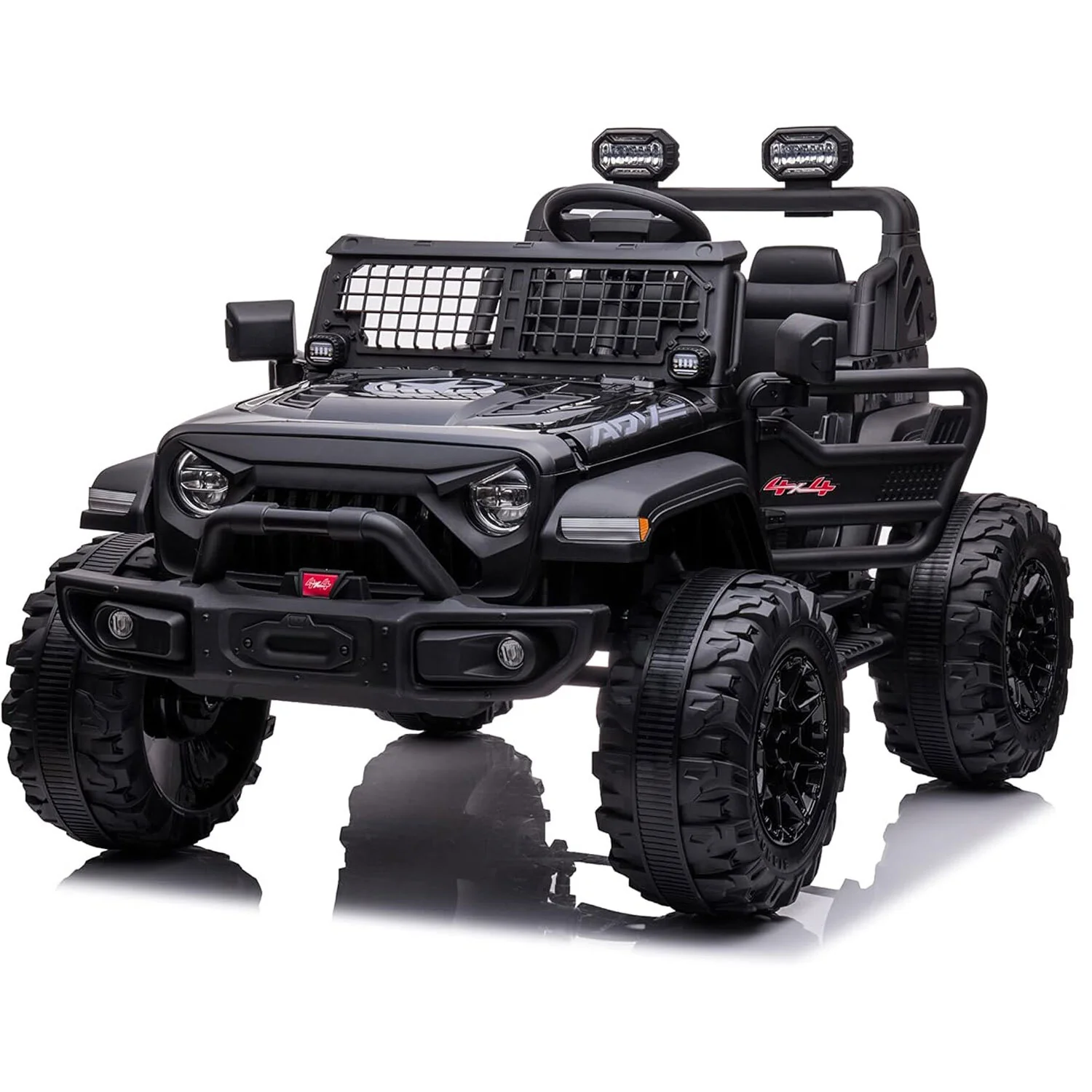 24V Kids Ride-On Car with Remote Control, 2 Seats, Large Seat, Powerful Wheels, Black