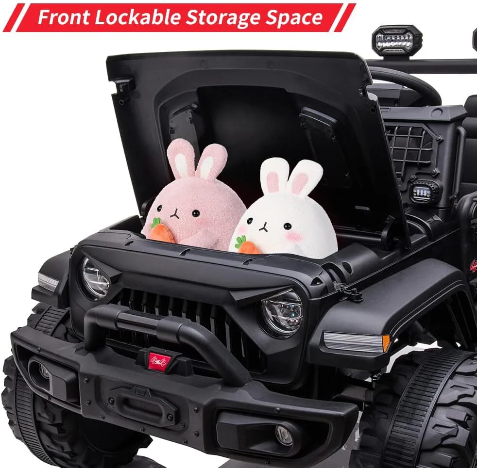 24V Kids Ride-On Car with Remote Control, 2 Seats, Large Seat, Powerful Wheels, Black - Image 5