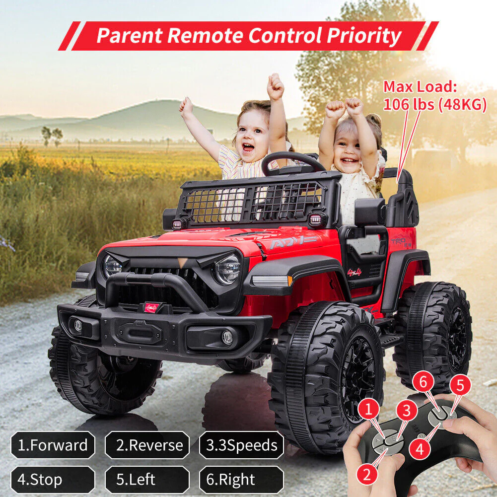 24V Red Kids Ride-On Car with Remote Control, Large Seat and Powerful Wheels, 2-Seater - Image 10
