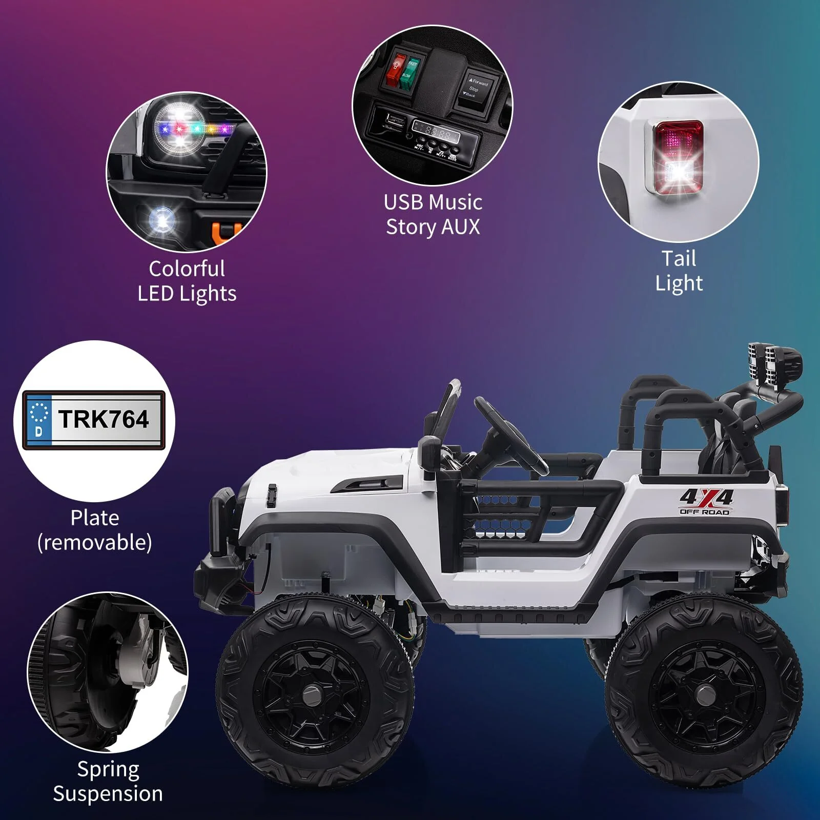 2-Seat 24V Kids Ride-On Truck with Remote Control, 4 Motors, 7Ah Battery for Ages 3-8 Years - Image 4