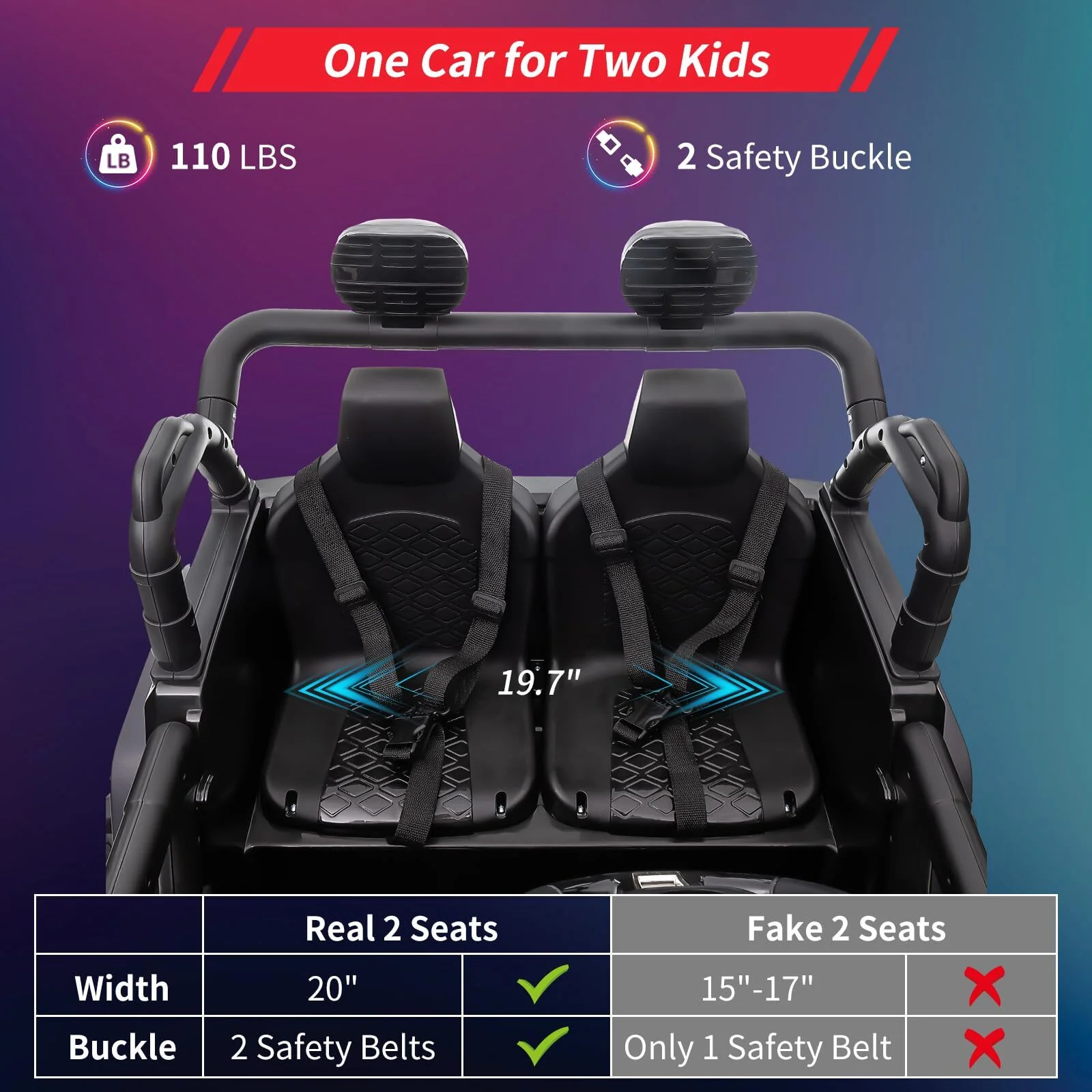2-Seat 24V Kids Ride-On Truck with Remote Control, 4 Motors, 7Ah Battery for Ages 3-8 Years - Image 5