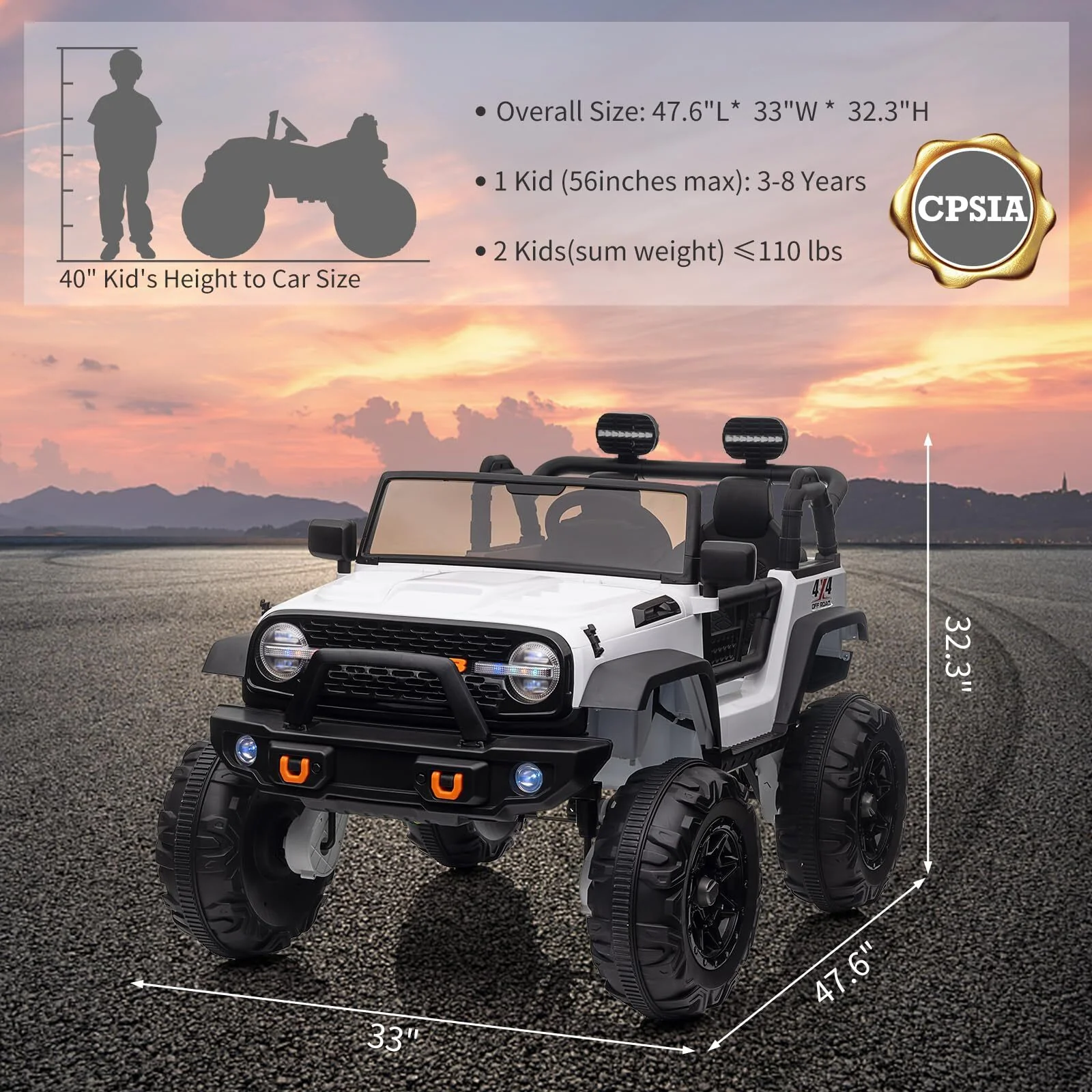2-Seat 24V Kids Ride-On Truck with Remote Control, 4 Motors, 7Ah Battery for Ages 3-8 Years - Image 6