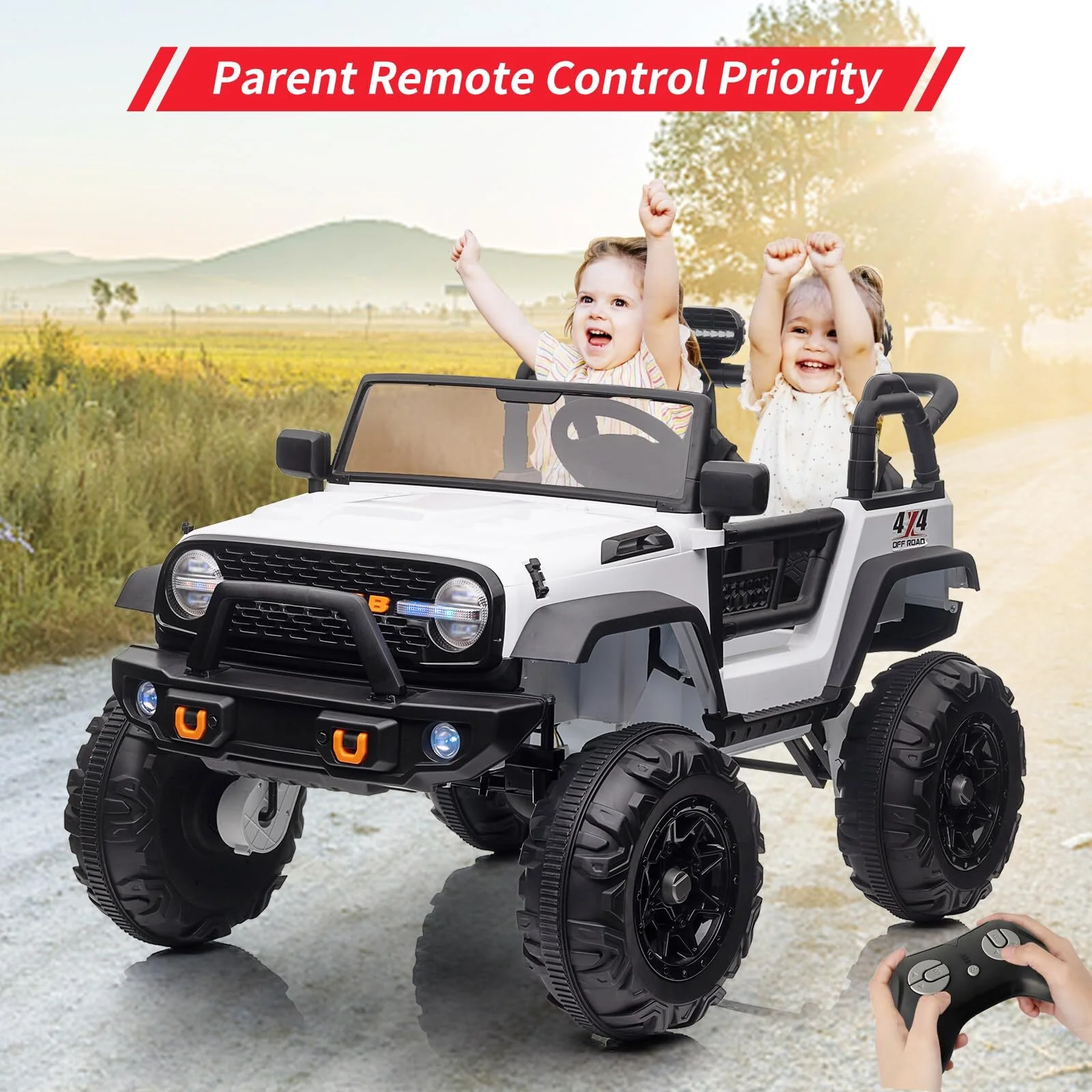 2-Seat 24V Kids Ride-On Truck with Remote Control, 4 Motors, 7Ah Battery for Ages 3-8 Years - Image 8