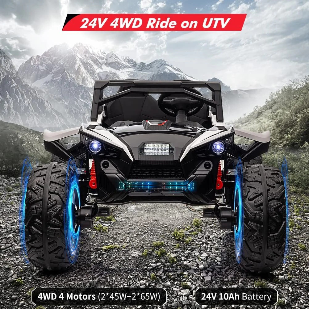 2-Seater 24V Electric Ride-On Car for Kids with LED Lights and Remote Control - Image 3
