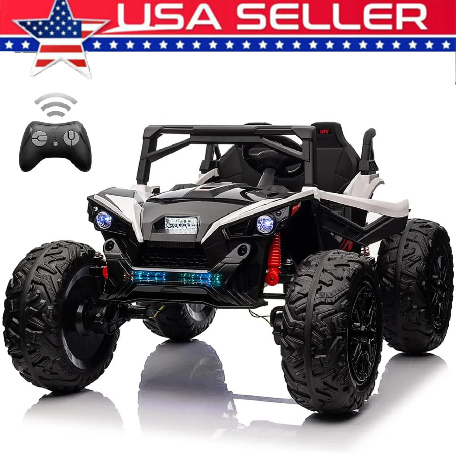 2-Seater 24V Electric Ride-On UTV Car for Kids with LED Lights and Remote Control