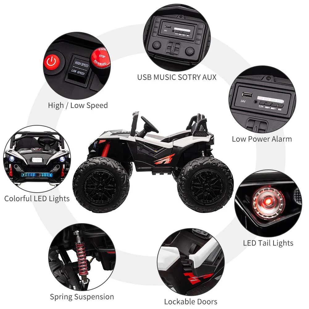 2-Seater 24V Electric Ride-On UTV Car for Kids with LED Lights and Remote Control - Image 13