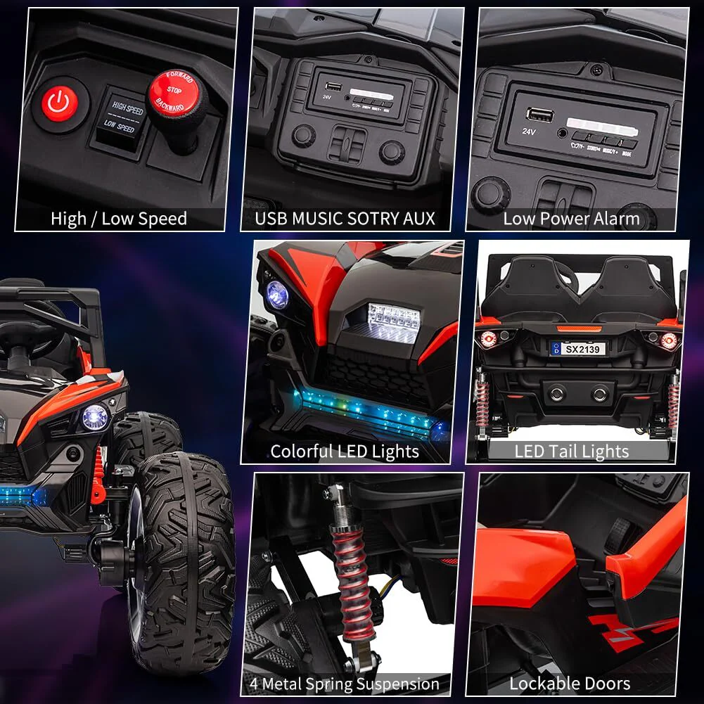 24V 2-Seater Electric Ride-On UTV Truck for Kids with Remote Control, LED Lights, and Music - Image 5