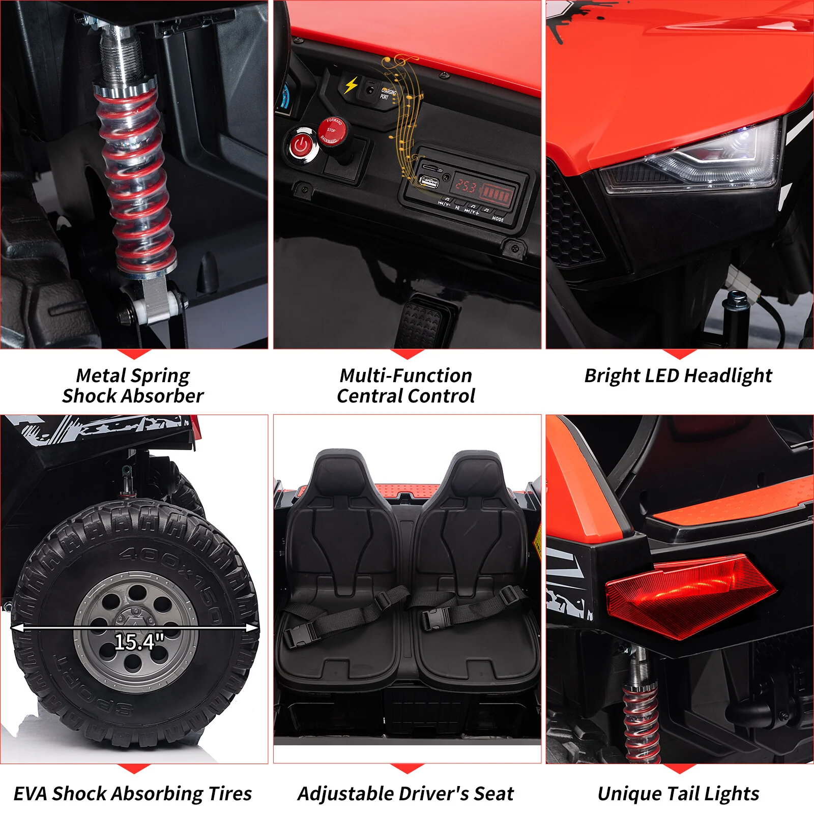 2-Seater Electric Ride-On UTV with Remote Control 24V Battery and 240W Motors - Image 10