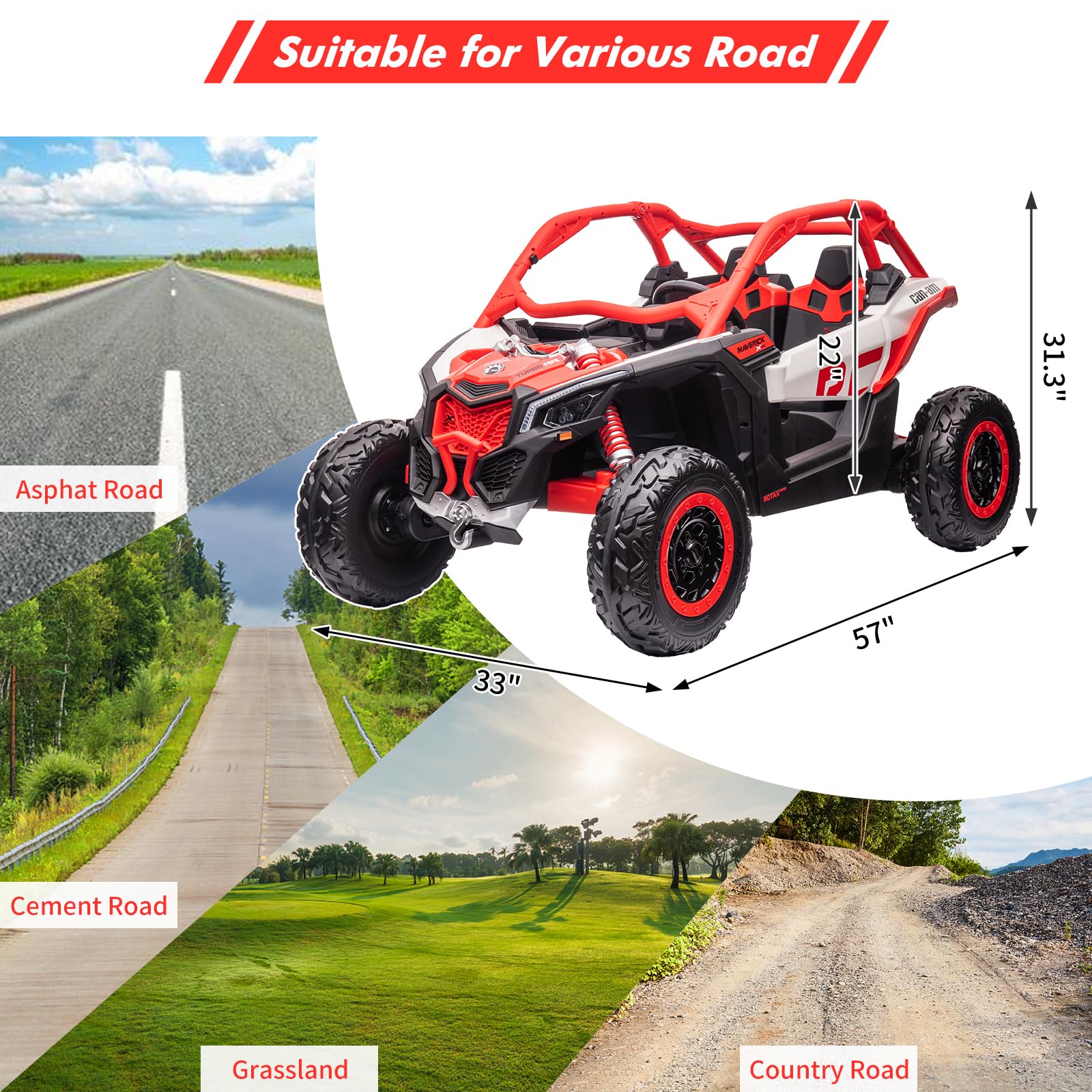 2-Seat Kids Ride-On UTV with Remote Control, 24V Battery, Supports Up to 130lbs - Image 8