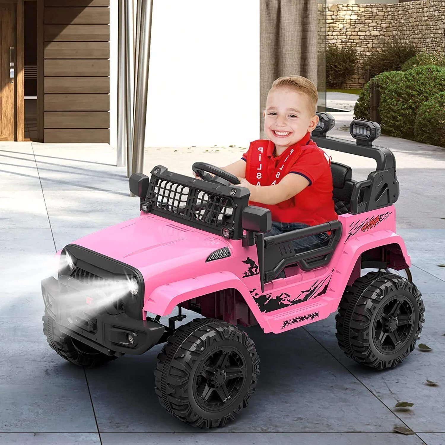 2-Speed Bluetooth Electric Kids Ride-On Truck with LED Lights and Remote Control - 12V US Version - Image 4