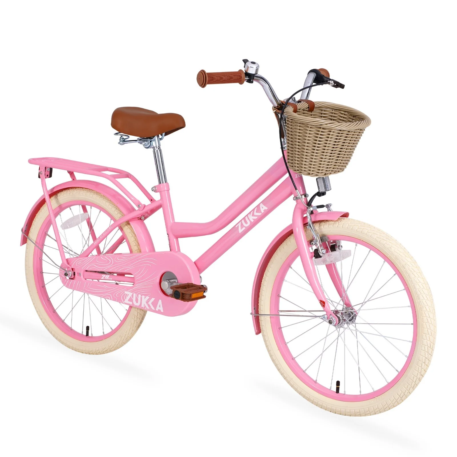 20" Kids Bike with Woven Basket for Girls Ages 7-10 Single Speed Pink - Image 9