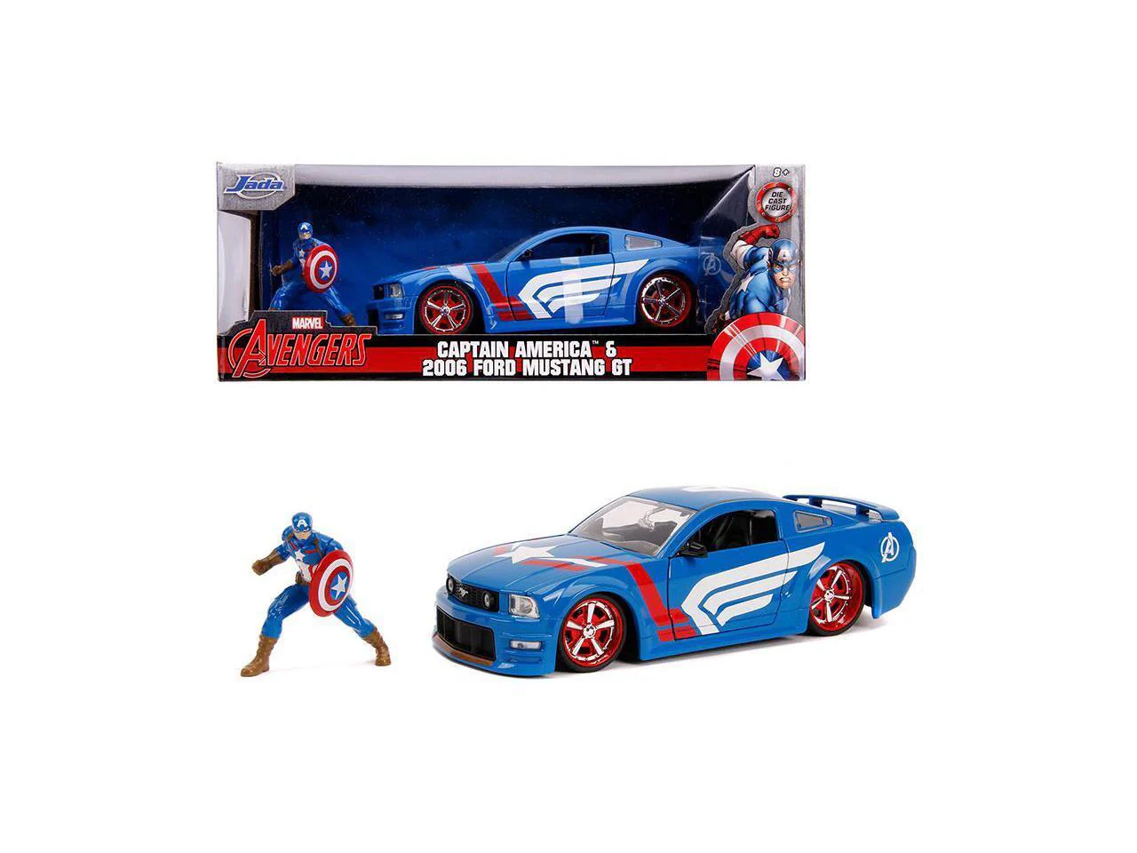 2006 Ford Mustang GT Diecast with Captain America Avengers Figurine Marvel S - Image 9
