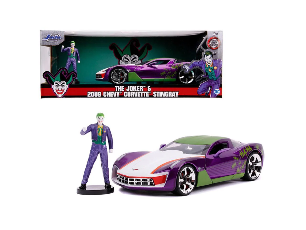 2009 Chevrolet Corvette Stingray Diecast Figurine Featuring Joker DC Comics Series - Image 2