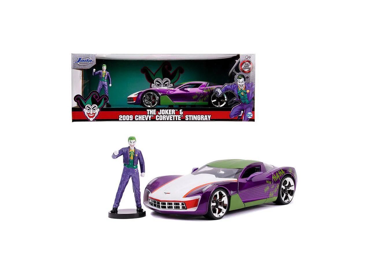 2009 Chevrolet Corvette Stingray Diecast Figurine Featuring Joker DC Comics Series - Image 7