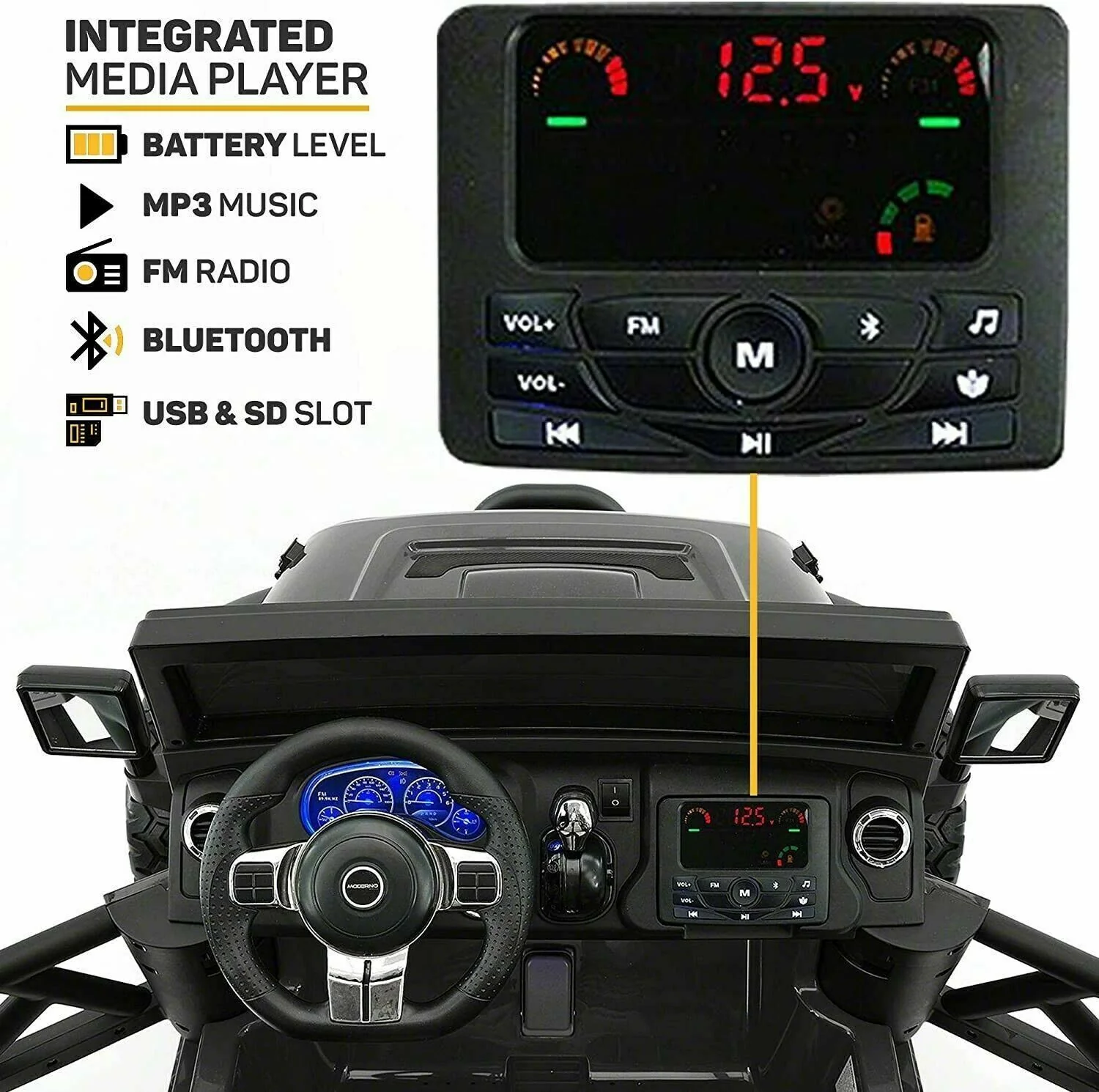 2023 12V Children's Jeep Dual-Seater Ride On Kids Vehicle Truck with Remote Control, 3 Gears, Melodies. - Image 4