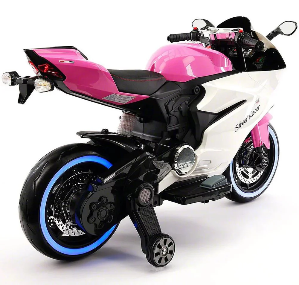 12V Pink Battery-Powered Kids Ride-On Motorcycle Car with Ducati Style - Image 8