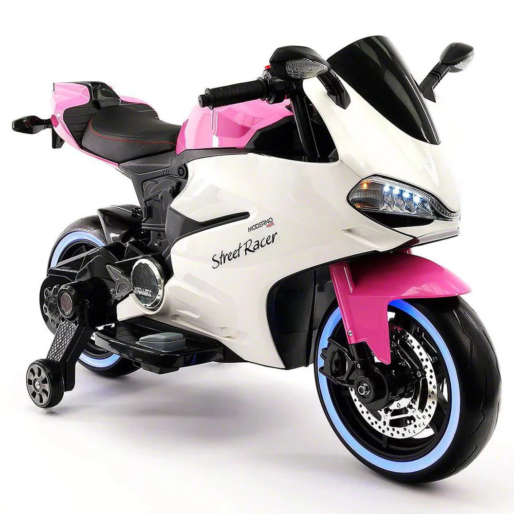12V Pink Battery-Powered Kids Ride-On Motorcycle Car with Ducati Style - Image 9
