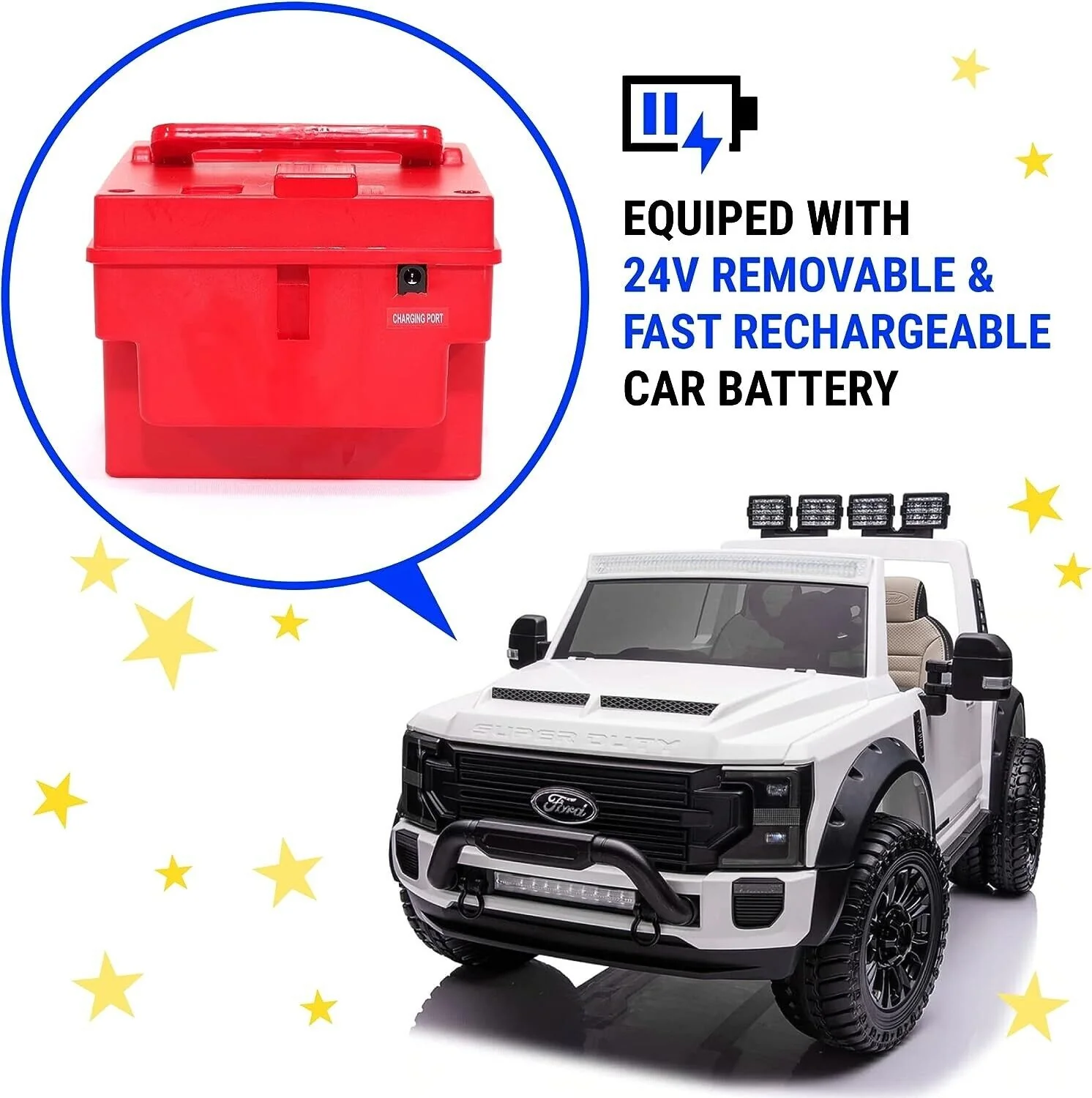 2023 Ford F450 24v 2 Seater Children's Electric Ride-On Truck with Interchangeable Battery - Image 11
