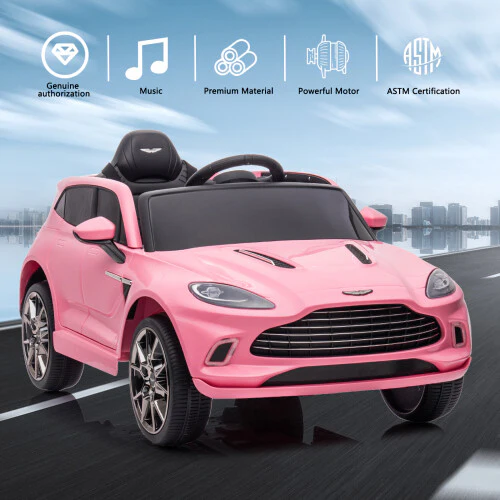 12V Dual-Drive Electric Ride-On Car for Kids with Remote Control and Music Pink Battery-Powered