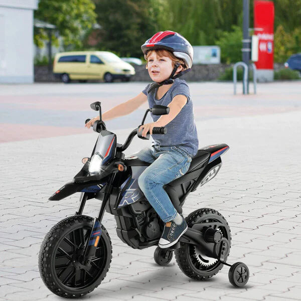 12V Electric Kids Off-Road Dirt Bike with Training Wheels and Music Features - Image 11