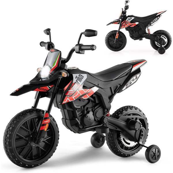 12V Electric Kids Off-Road Dirt Bike with Training Wheels and Music Features - Image 17