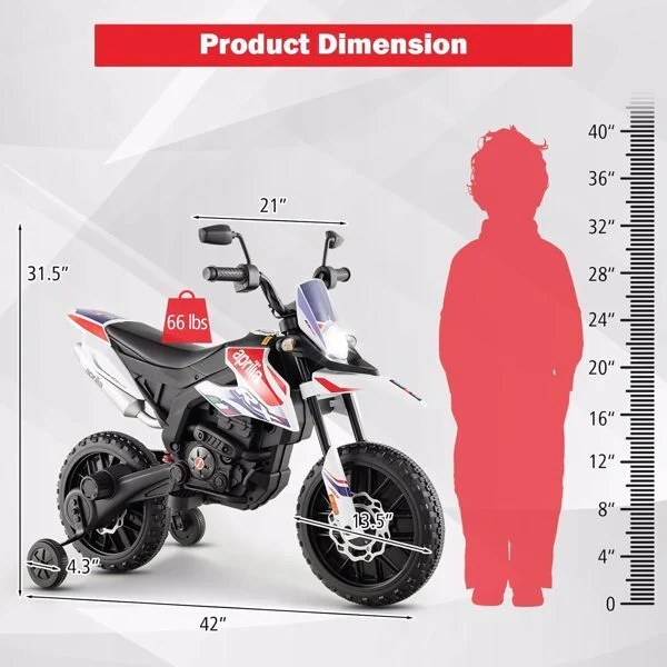 12V Electric Kids Off-Road Dirt Bike with Training Wheels and Music Features - Image 6