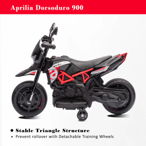 Licensed Kids 6V Electric Ride-On Dirt Motorcycle with Training Wheels - Image 4