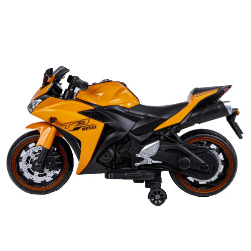12V Electric Kids Ride-On Dirt Motorcycle with Training Wheels Orange - Image 5