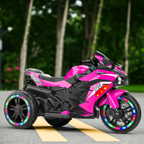 12V Electric Kids Ride-On Dirt Bike with 3 Wheels Pink Lighted Child Motorcycle - Image 9