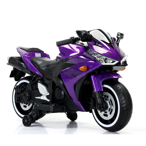 12V Electric Kids Ride-On Dirt Bike with Training Wheels Purple