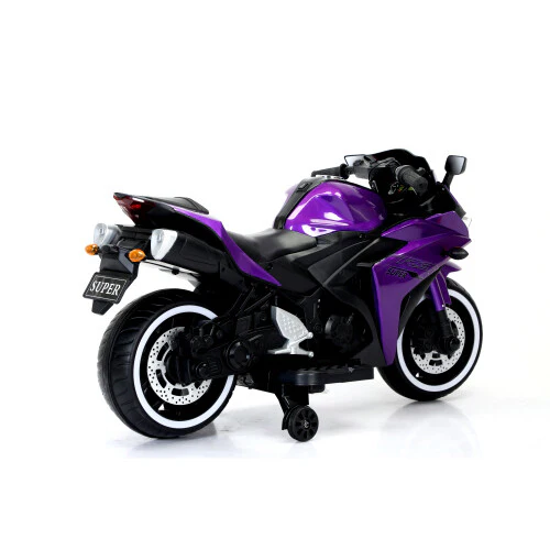 12V Electric Kids Ride-On Dirt Bike with Training Wheels Purple - Image 5