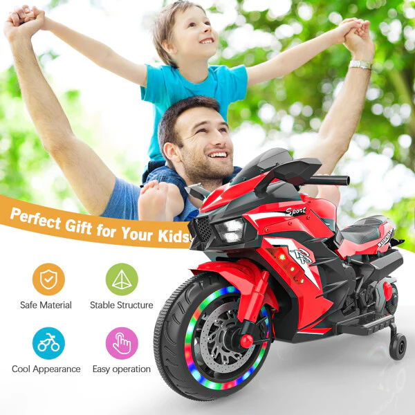 12V Electric Kids Ride-On Dirt Bike with Training Wheels, Lights, and Music - Image 29