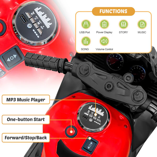 12V Electric Kids Ride-On Dirt Bike with Training Wheels, Lights, and Music - Image 32