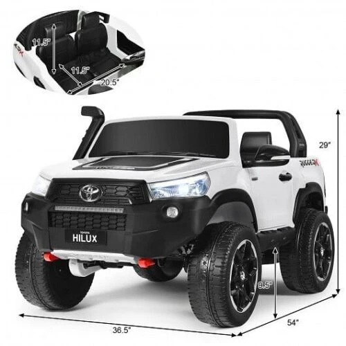 2*12V Authorized Toyota Hilux Electric Ride On Truck Vehicle 2-Seater 4WD with Remote Control in White - Image 4