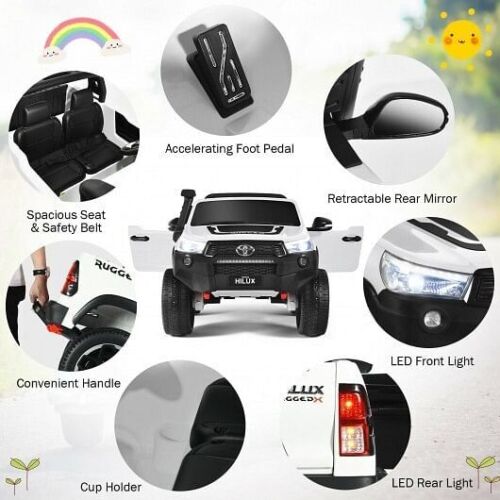 2*12V Authorized Toyota Hilux Electric Ride On Truck Vehicle 2-Seater 4WD with Remote Control in White - Image 5