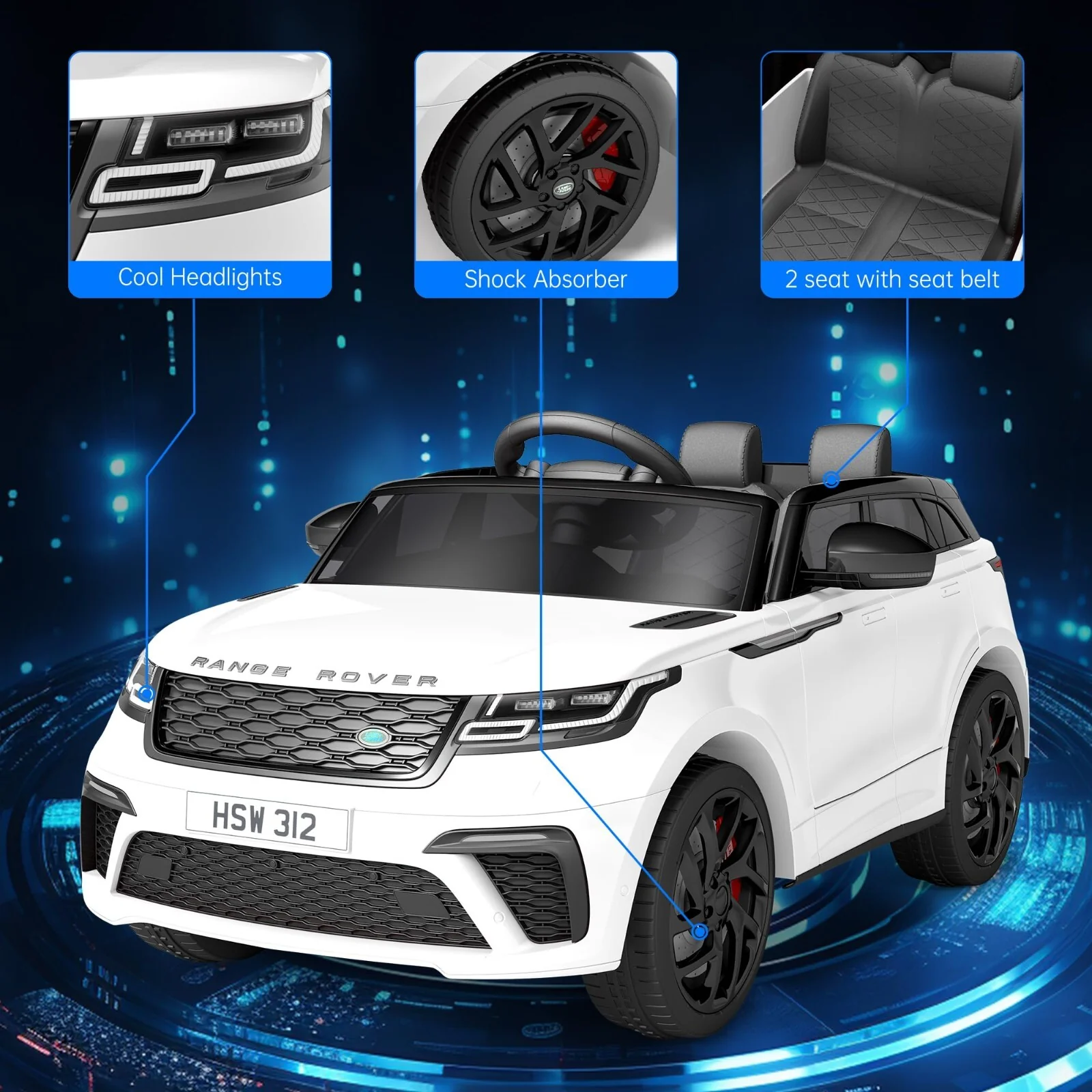 24V/12V Licensed Land Rover Electric Ride-On Car for Kids with Power Wheels and 2-Seater Design - Image 20