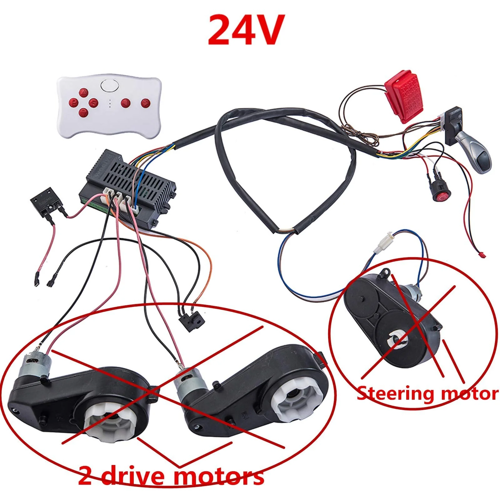 24 Volt Children's Electric Car DIY Wiring and Switch Kit with 2.4G Bluetooth Control - Image 7