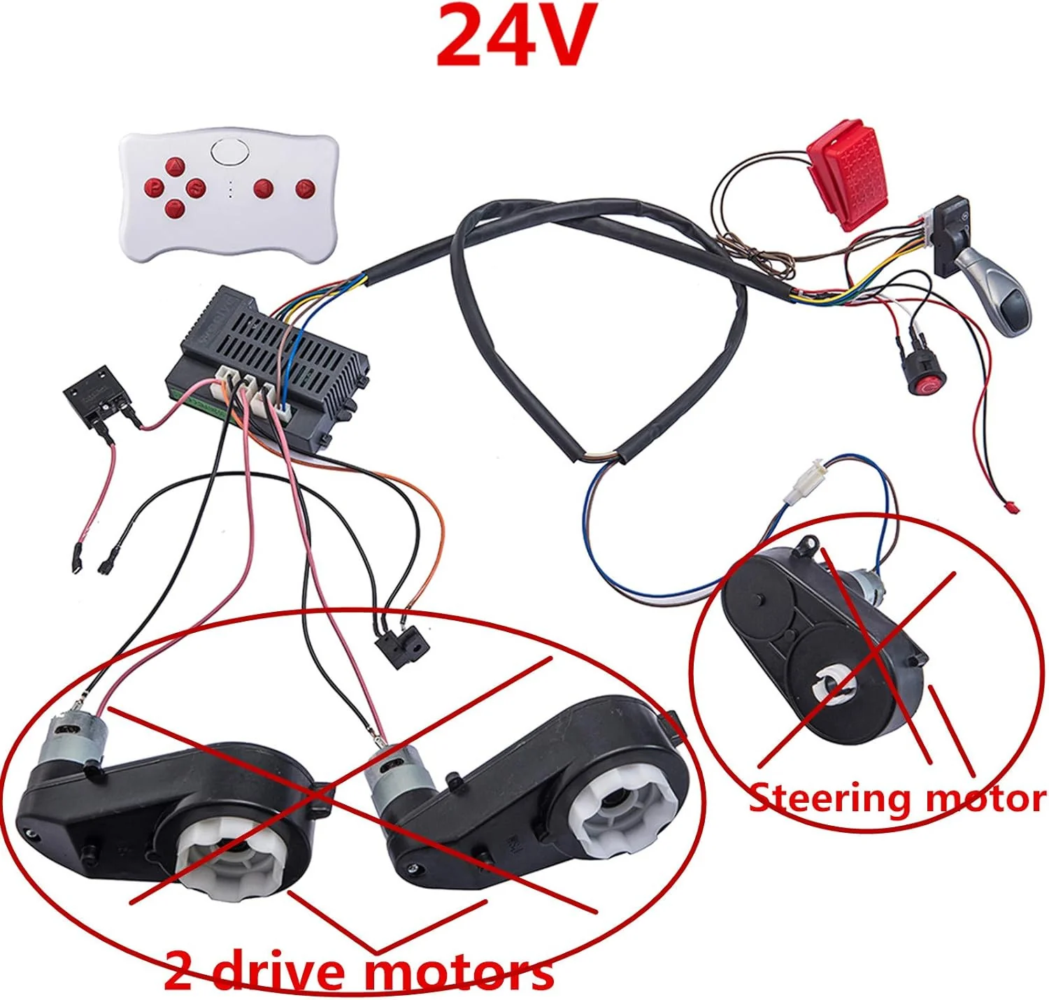 24 Volt Electric Kids Car DIY Wiring and Switch Kit with 2.4G Bluetooth Control - Image 7
