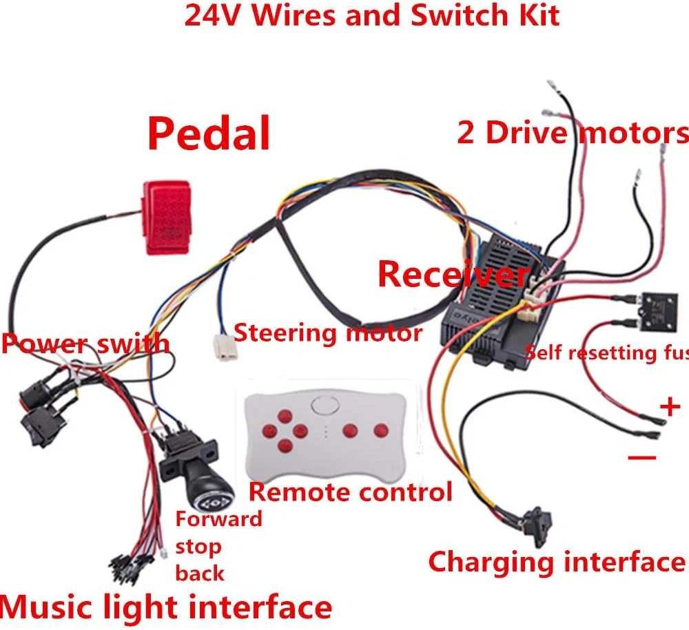 24 Volt Children’s Electric Car DIY Wiring and Switch Kit with Remote Control - Image 2