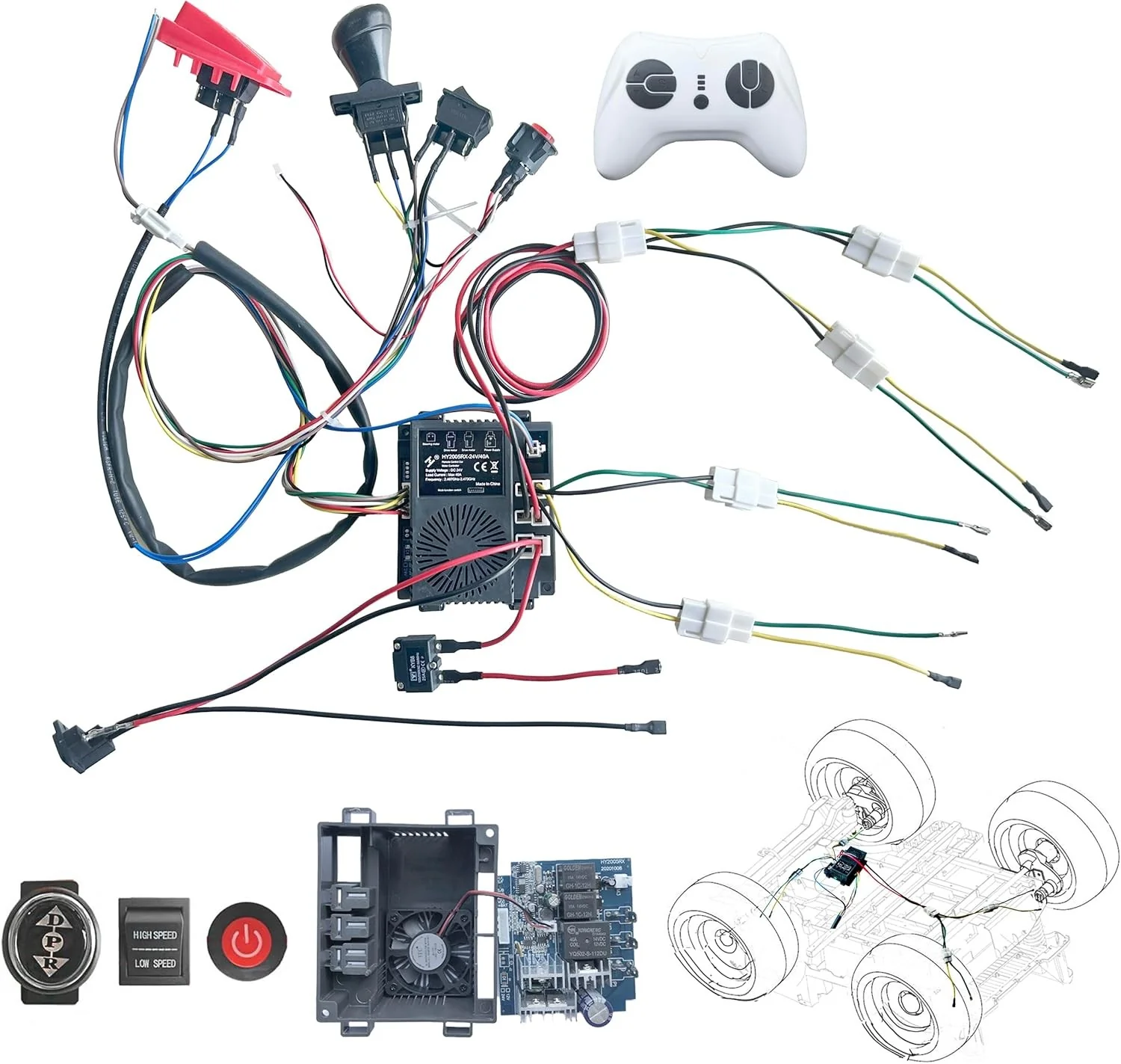 24 Volt DIY Wire Harness Conversion Kit for Kids Ride-On Toys Car with 2.4G Remote Set - Image 9
