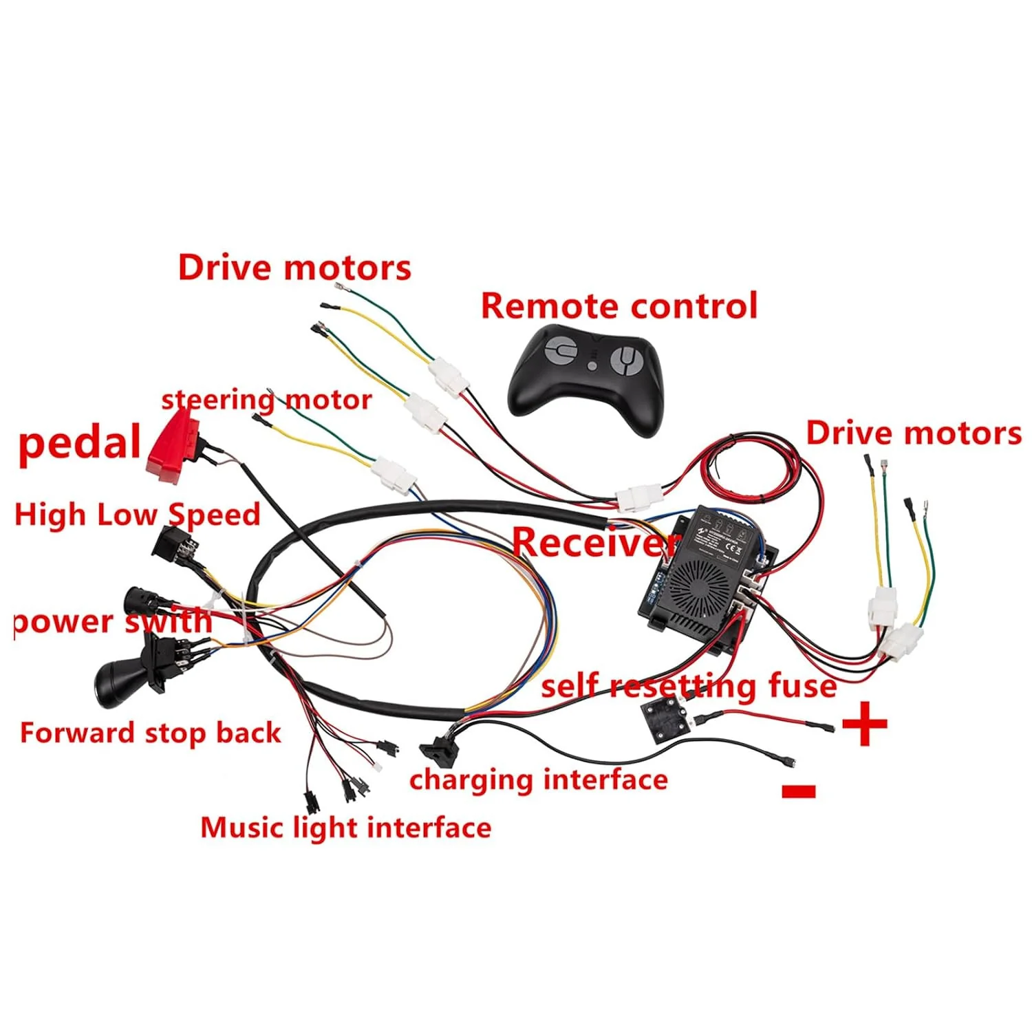 24 Volt DIY Wiring Harness Conversion Kit for Children's Ride-On Cars, 2.4G Set - Image 2