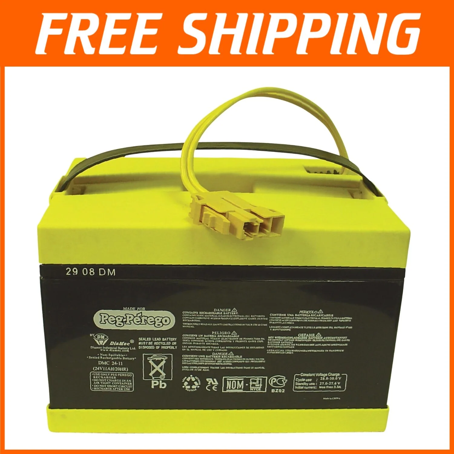 24 Volt Replacement Battery for Peg Perego Vehicles Extends Playtime