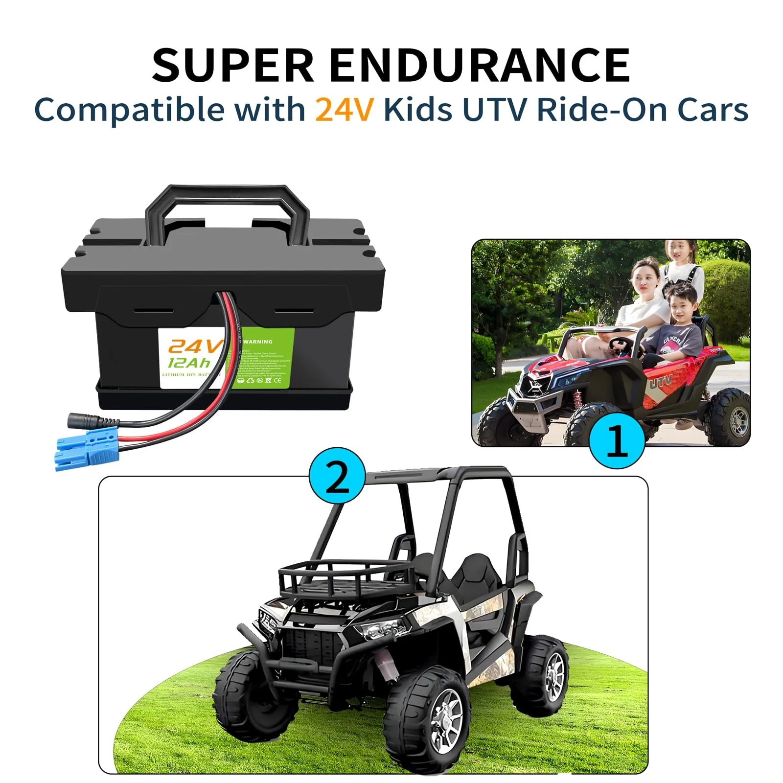 24V 12Ah/7Ah Lithium Battery for Ride-On Cars and Toys Compatible with Dynacraft - Image 3