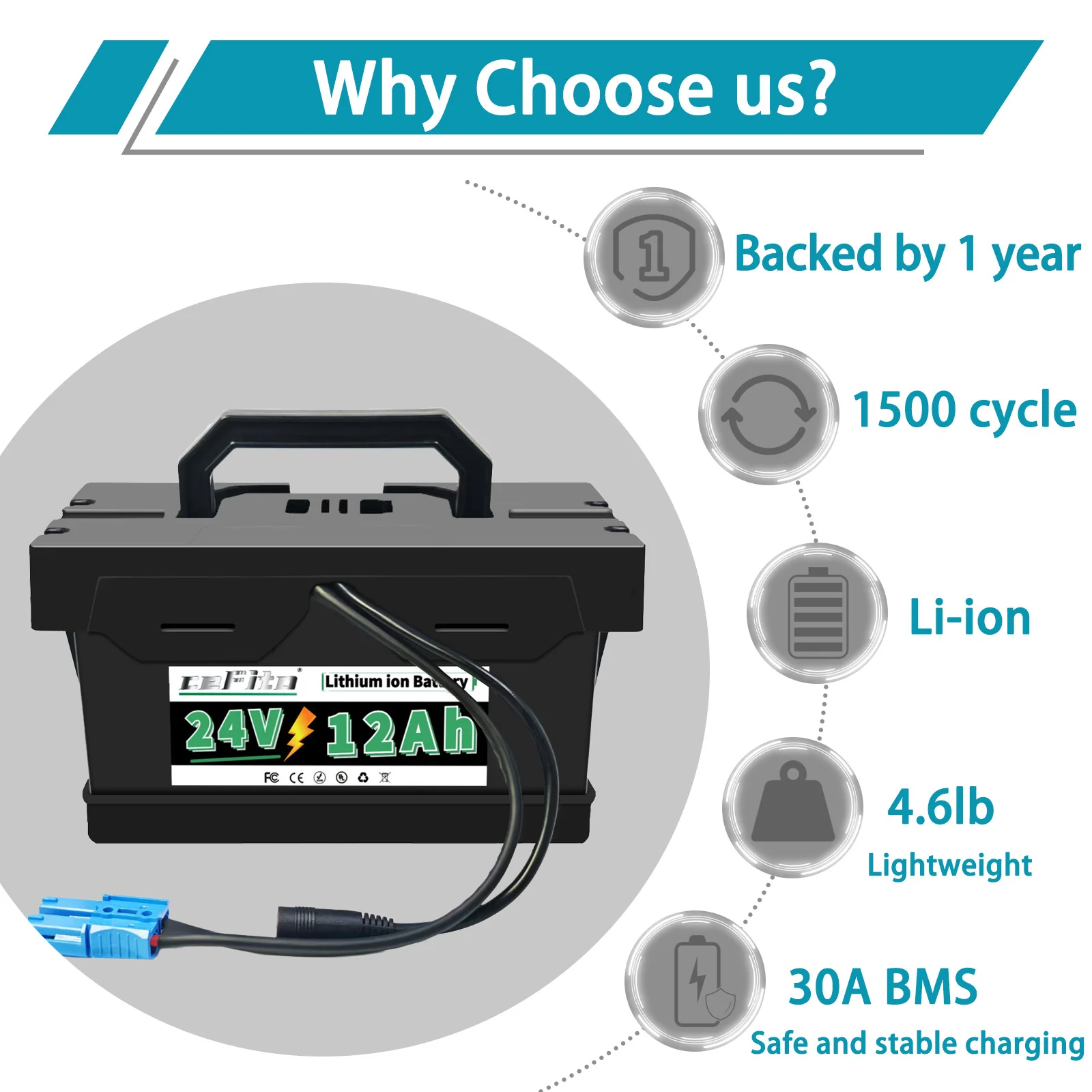 24V 12Ah Lithium Replacement Battery for Kids Ride-On and Toy Cars - Image 6